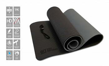 Коврик для йоги 10 мм двухслойный TPE черно-серый