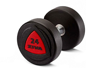 Гантель 38 кг ZIVA серии ZVO уретановое покрытие красная вставка